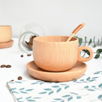 Beech Coffee Cup Wooden Water Cup Tea Cup with Handle — view 4