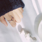 Sterling Silver Simple Cross Open Ring Jewelry — view 4