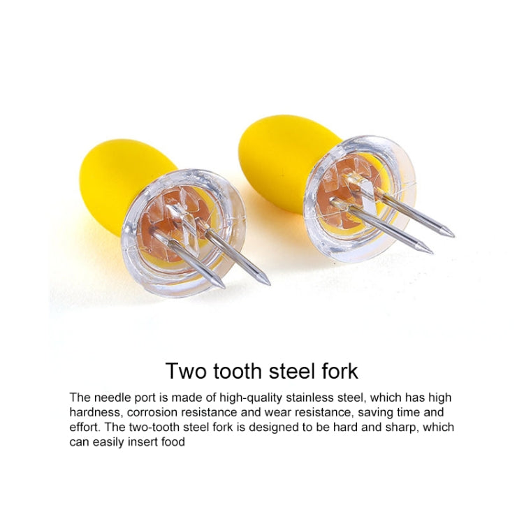 5 Pairs Outdoor BBQ Stainless Steel Corn Fork Fruit Fork Corn Device — Yellow
