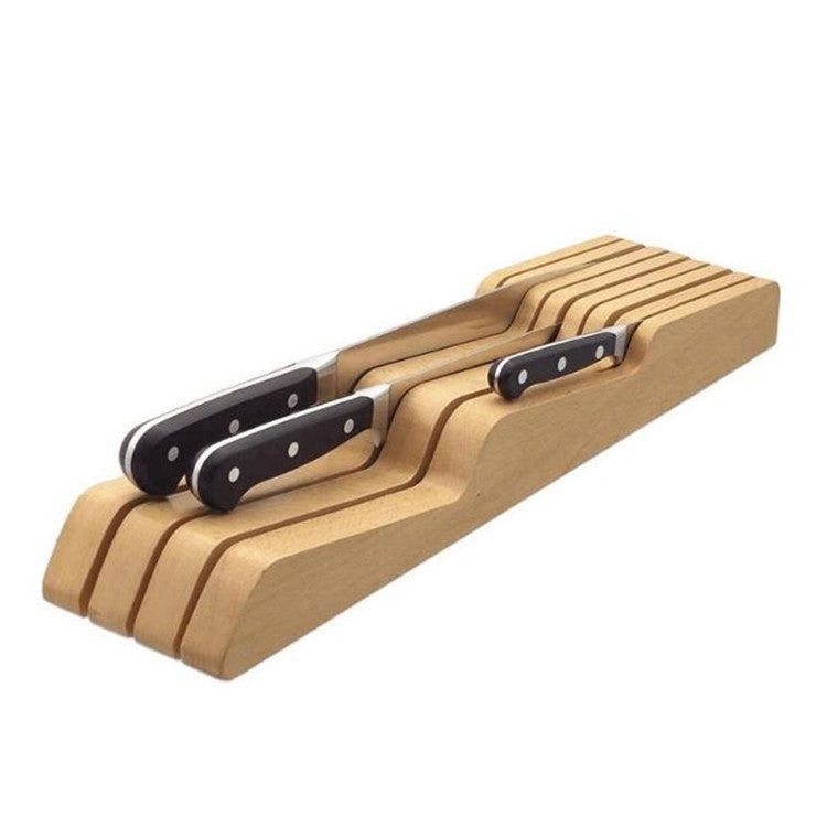 Solid Wood Drawer Knife Holder Kitchen Supplies Horizontal Wooden Knife Holder Tool Storage Rack