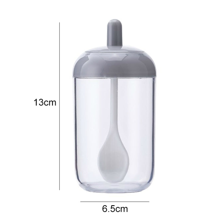 Household Simple Kitchen Round Seasoning Jar with Spoon — Gray