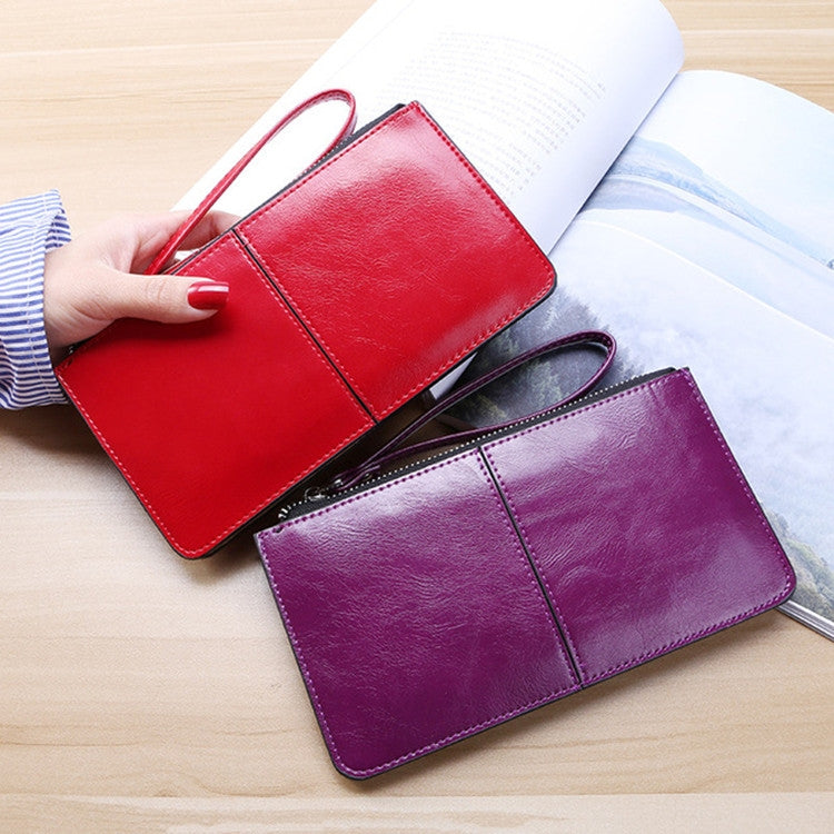 Women Zip Wallet Long Clutch Multi Card Holder Wallet Wrist Wallet — Pink