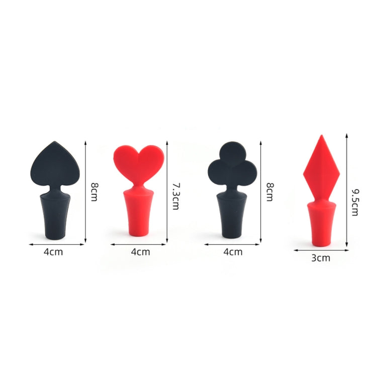 Silicone Wine Stopper Poker Series Wine Stopper — 12 PCS Peach Heart Shape