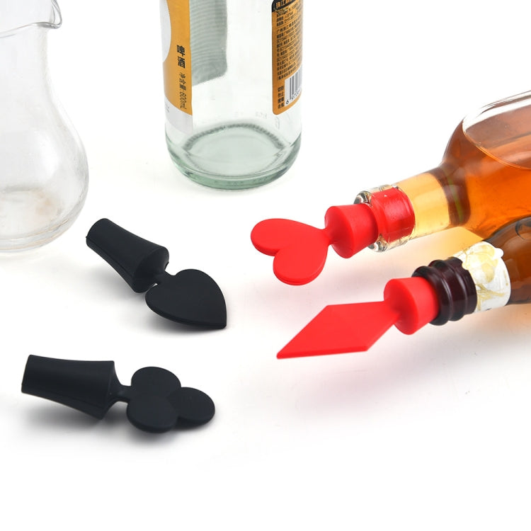 Silicone Wine Stopper Poker Series Wine Stopper — 12 PCS Black Plum Shape