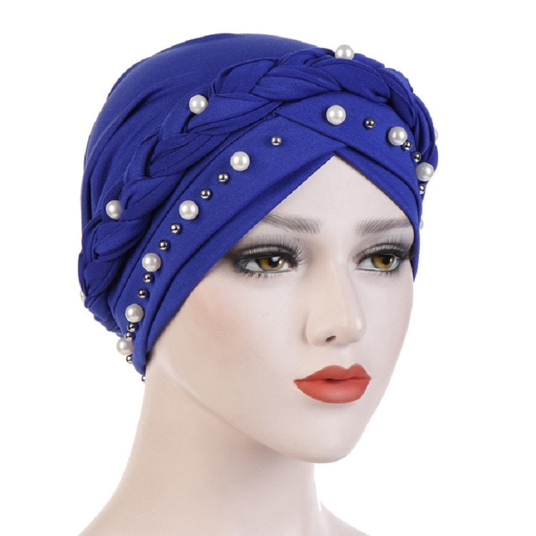 Ladies Turban Cap Milk Silk Single Braid Cap Rivet White Pearl Hooded Cap — view 11