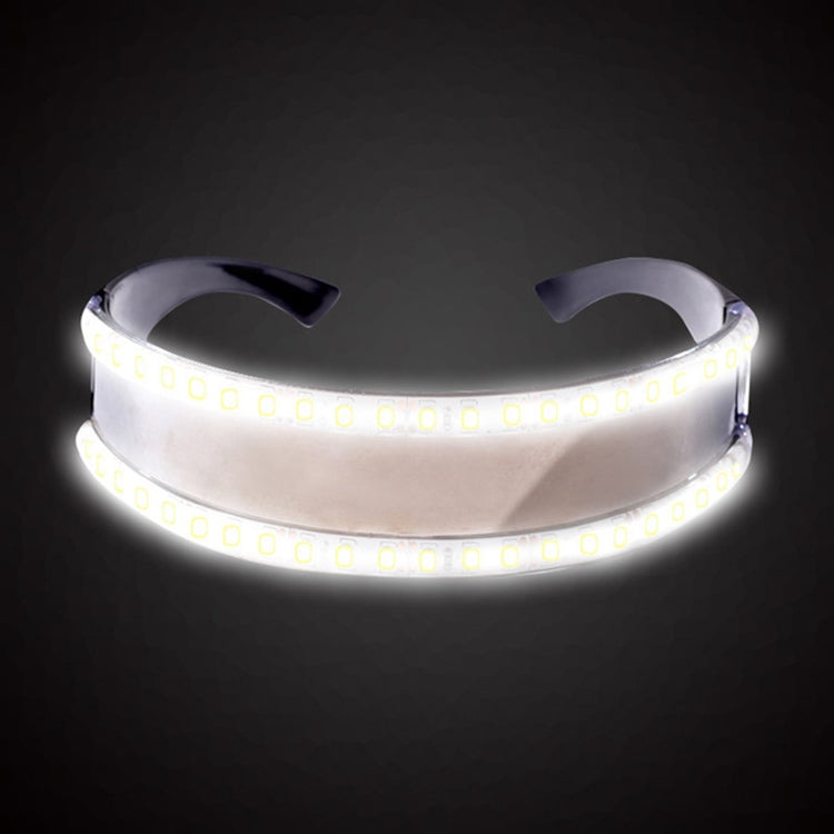 LED Glasses Luminous Party Classic Toys for Dance DJ Party Mask Costumes Props Gloves — White illuminating