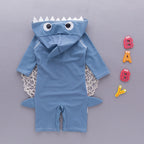 Blue Animal Sharks Swimsuit Baby Kid Bathing Suit Uv Protection Suit, S, XS