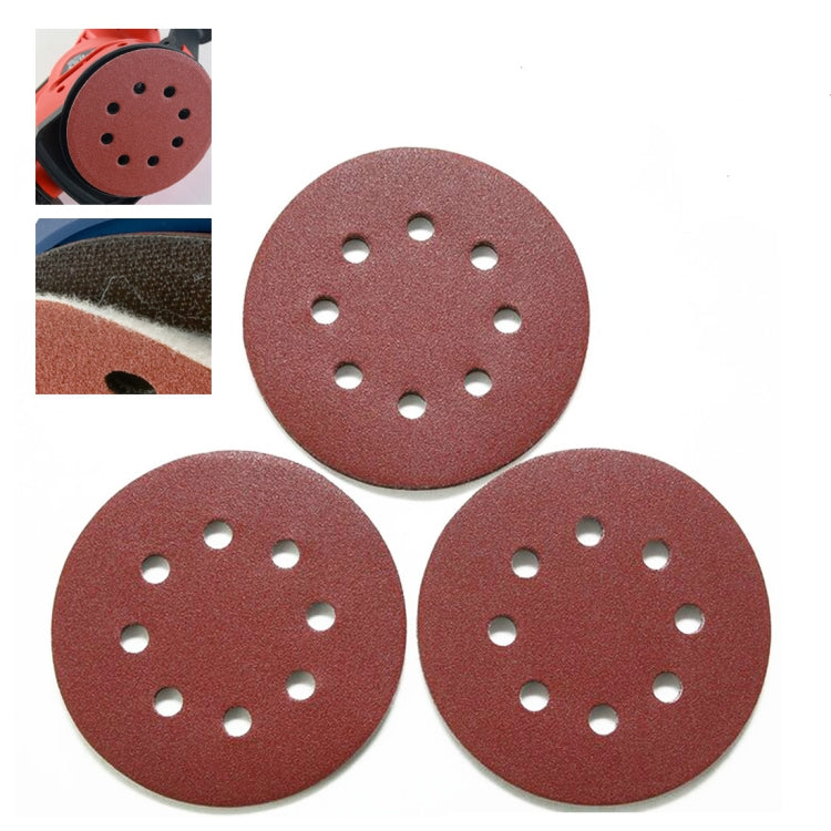 100 PCS 125MM Flocking Sandpaper 5 Inch 8 Hole Disc Sandpaper Self-adhesive Sandpaper — 600 Mesh