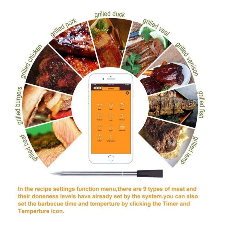 BBQ Kitchen Wireless Bluetooth Smart Food Oven Thermometer — view 5