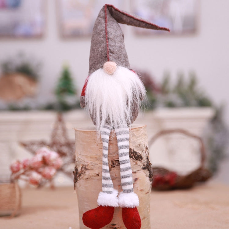 Cute Sitting Faceless Long-legged Elf Doll Christmas Decoration — Grey