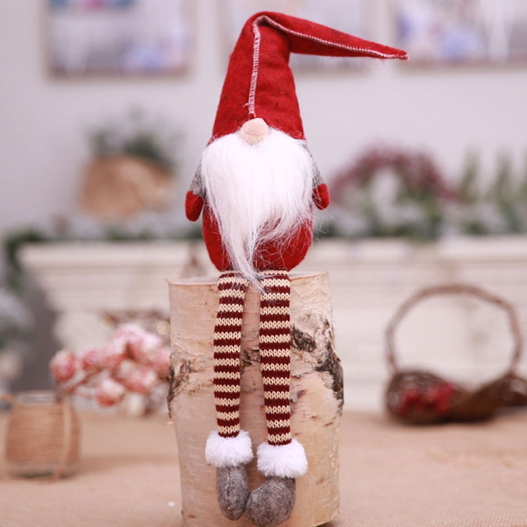 Cute Sitting Faceless Long-legged Elf Doll Christmas Decoration — Red