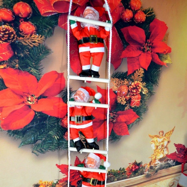 Christmas Pendant Ladder Santa Claus Doll Tree New Year Ornaments — 25cm 3 person