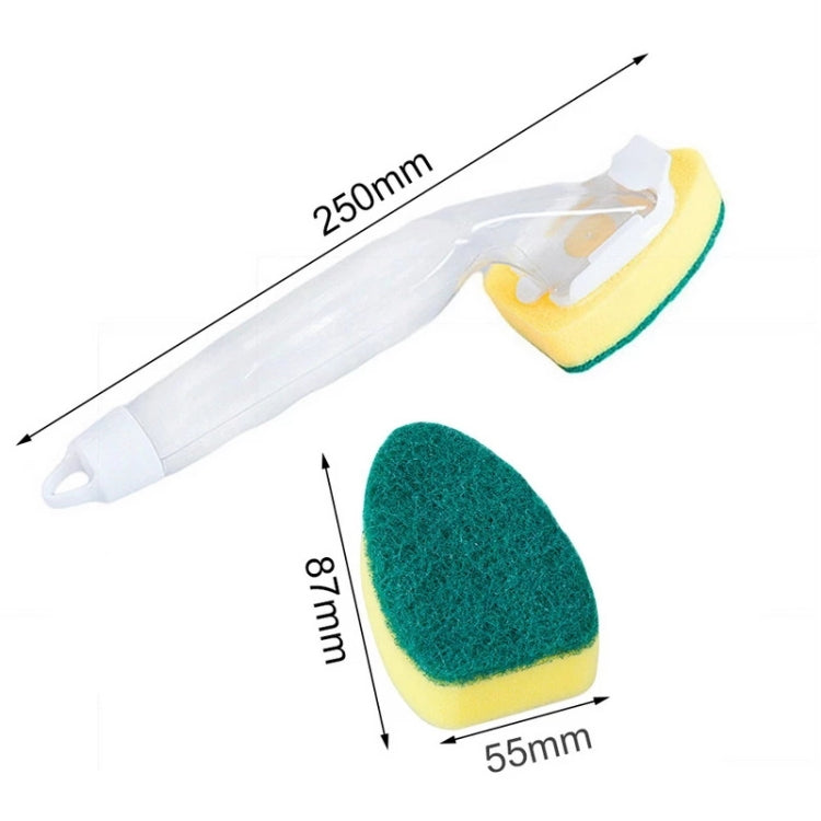Kitchen Plastic Long Handle Cleaning Brush Automatic Adding Liquid Brush Removable Sponge Brush — With 2PCS head