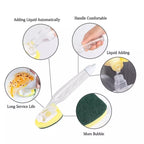 Kitchen Plastic Long Handle Cleaning Brush Automatic Adding Liquid Brush Removable Sponge Brush — view 4