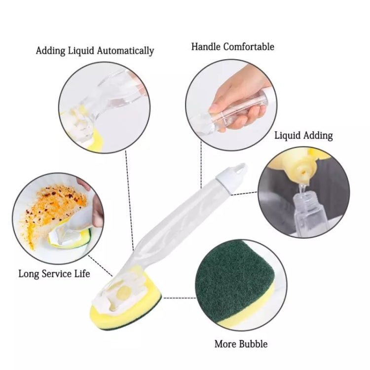 Kitchen Plastic Long Handle Cleaning Brush Automatic Adding Liquid Brush Removable Sponge Brush — view 4