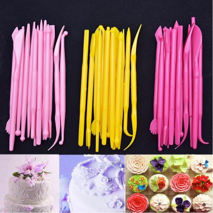 2 Sets Mini Fondant Styling Engraving Group Tools Cake Engraving Pen — 28 PCS Rose Red