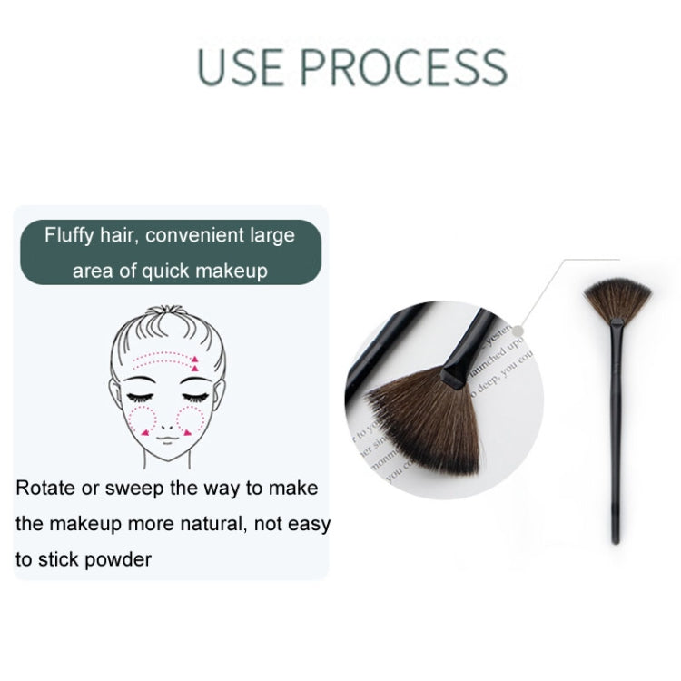 Multifunctional Fan-Shaped Makeup Brush Fiber Bristle Long Handle Cheek Makeup Tool