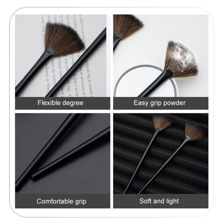 Multifunctional Fan-Shaped Makeup Brush Fiber Bristle Long Handle Cheek Makeup Tool