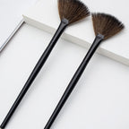 Multifunctional Fan-Shaped Makeup Brush Fiber Bristle Long Handle Cheek Makeup Tool