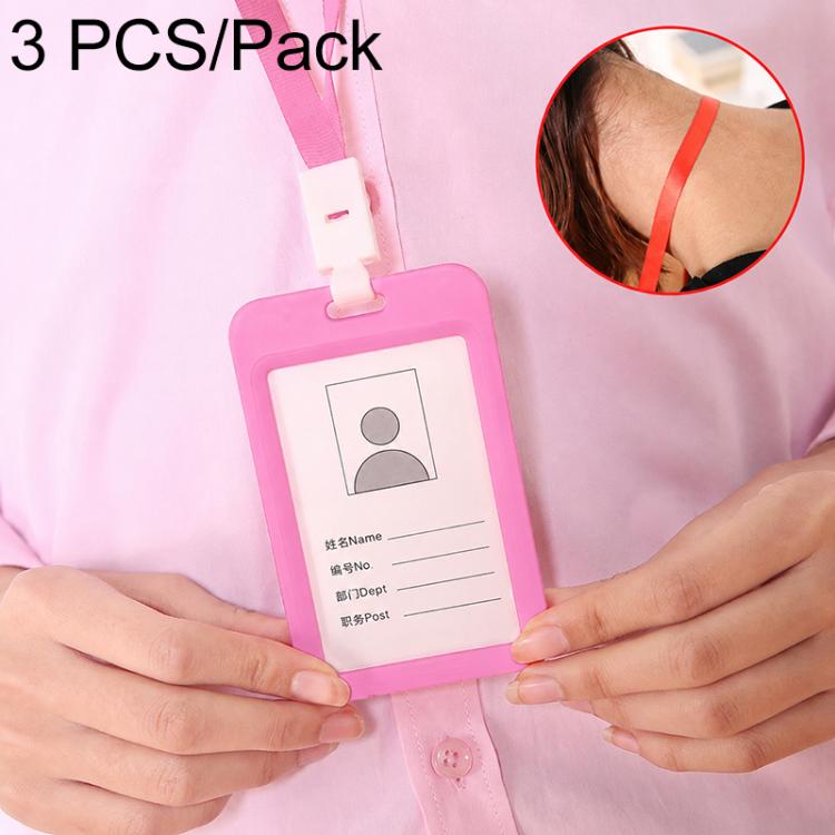 3 PCS Credit Card Holders PU Bank Card Neck Strap Bus Card ID Card Holder Identity Badge with Lanyard