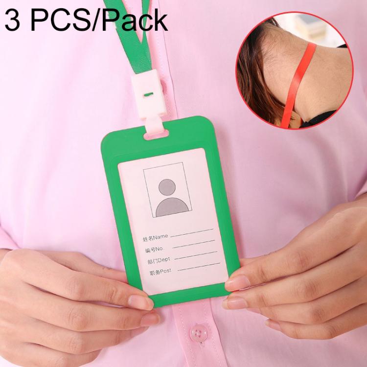 3 PCS Credit Card Holders PU Bank Card Neck Strap Bus Card ID Card Holder Identity Badge with Lanyard