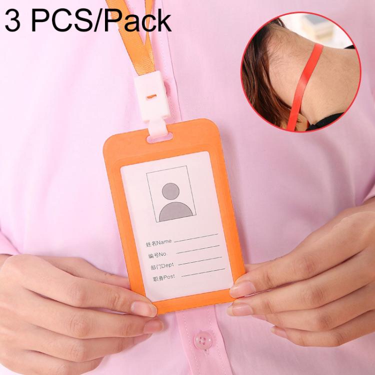 3 PCS Credit Card Holders PU Bank Card Neck Strap Bus Card ID Card Holder Identity Badge with Lanyard