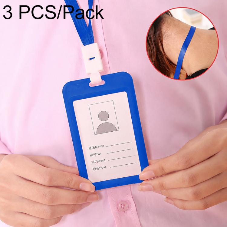 3 PCS Credit Card Holders PU Bank Card Neck Strap Bus Card ID Card Holder Identity Badge with Lanyard