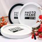 Hanging Wall Mounted Round Photo Frame Creative Gifts Home Decoration Wood-based Photo Frame Holder — Black