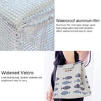 Portable Lunch Bag Oxford Cloth Fish Pattern Large Capacity Container Thermal Insulated Cooler — Light Gray