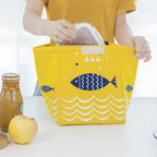 Portable Lunch Bag Oxford Cloth Fish Pattern Large Capacity Container Thermal Insulated Cooler — view 6