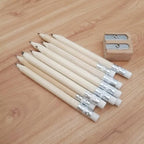 12 PCS Sharpened Pencil Round Writing Pen Wooden Student Stationery with Eraser
