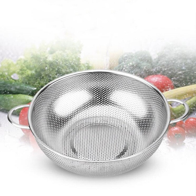 Stainless Steel Round Wash Basket Binaural Wash Rice Basket Drain Basin — view 8