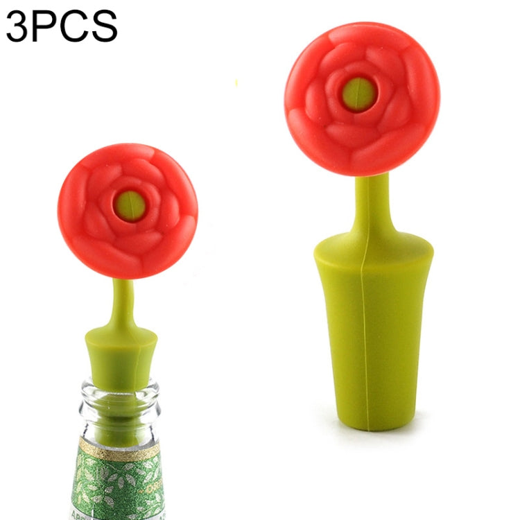 3 PCS Creative Wine Drink Preservation Stopper Flower Silicone Wine Stopper