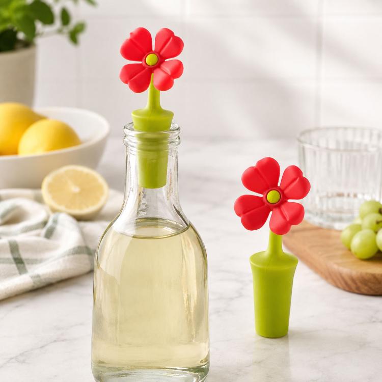 3 PCS Creative Wine Drink Preservation Stopper Flower Silicone Wine Stopper — Leaf