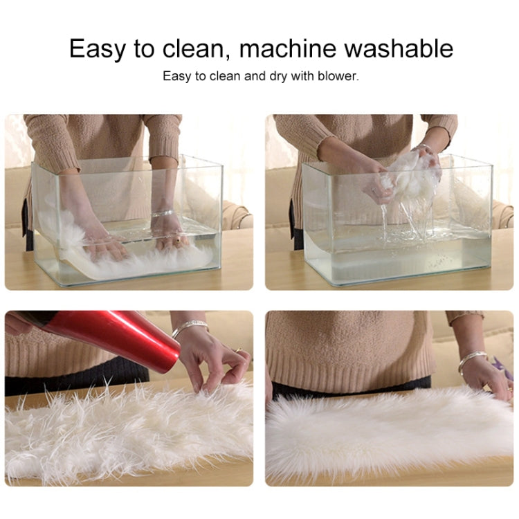Luxury Rectangle Square Soft Artificial Wool Sheepskin Fluffy Rug Fur Carpet — 55x55cm