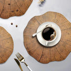 2 PCS Wood Placement Table Mats Tableware Pad Lotus Shape Tea Cup Bowl Decoration