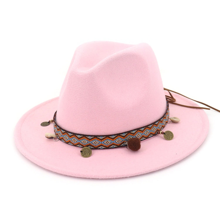 Women Jazz Caps Bohemia Style Woolen Hats for Spring Summer Beach — Pink