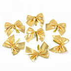 12 PCS Flocked Bow Christmas Tree Decoration — gold