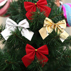 12 PCS Flocked Bow Christmas Tree Decoration — view 5