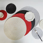 2 PCS PP Round Oval Woven Placemat — Diameter 18cm