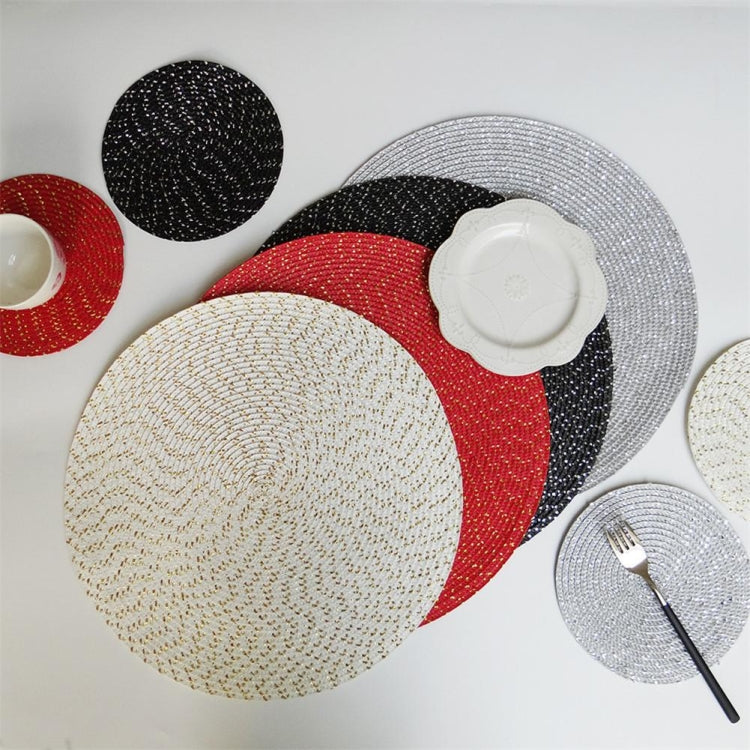 2 PCS PP Round Oval Woven Placemat — Diameter 18cm