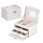 Simple Portable Jewelry Box Earrings Ring Storage Consolidation Box with Drawers, Size : 17.5 x 14 x 13cm