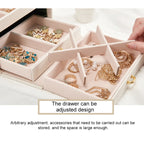 Simple Portable Jewelry Box Earrings Ring Storage Consolidation Box with Drawers, Size : 17.5 x 14 x 13cm