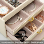 Simple Portable Jewelry Box Earrings Ring Storage Consolidation Box with Drawers, Size : 17.5 x 14 x 13cm