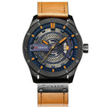 CURREN M8301 Men Military Sports Watch Quartz Date Clock Leather Wristwatch