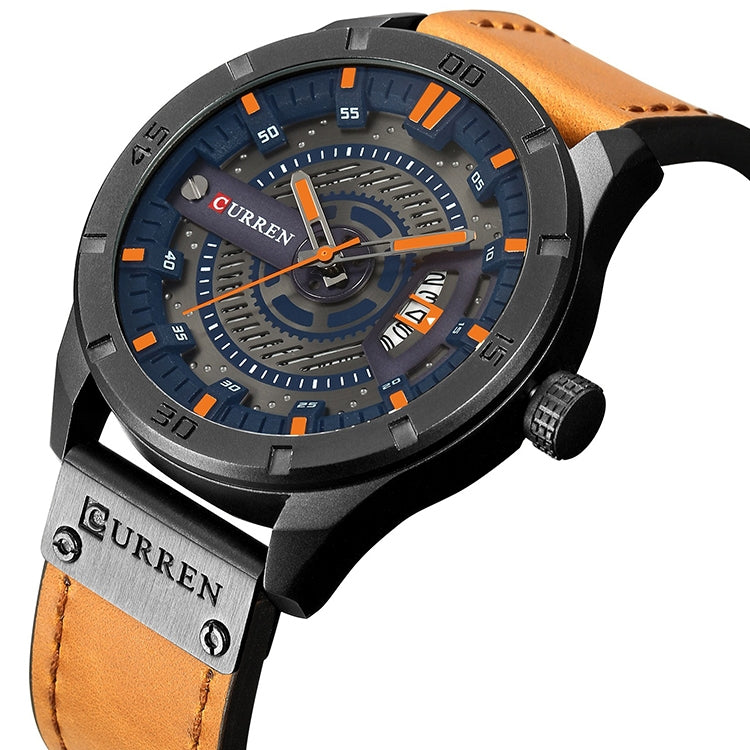 CURREN M8301 Men Military Sports Watch Quartz Date Clock Leather Wristwatch