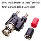 5pcs BNC Male Plug To Two Banana Jack Female Connector RF Adapter