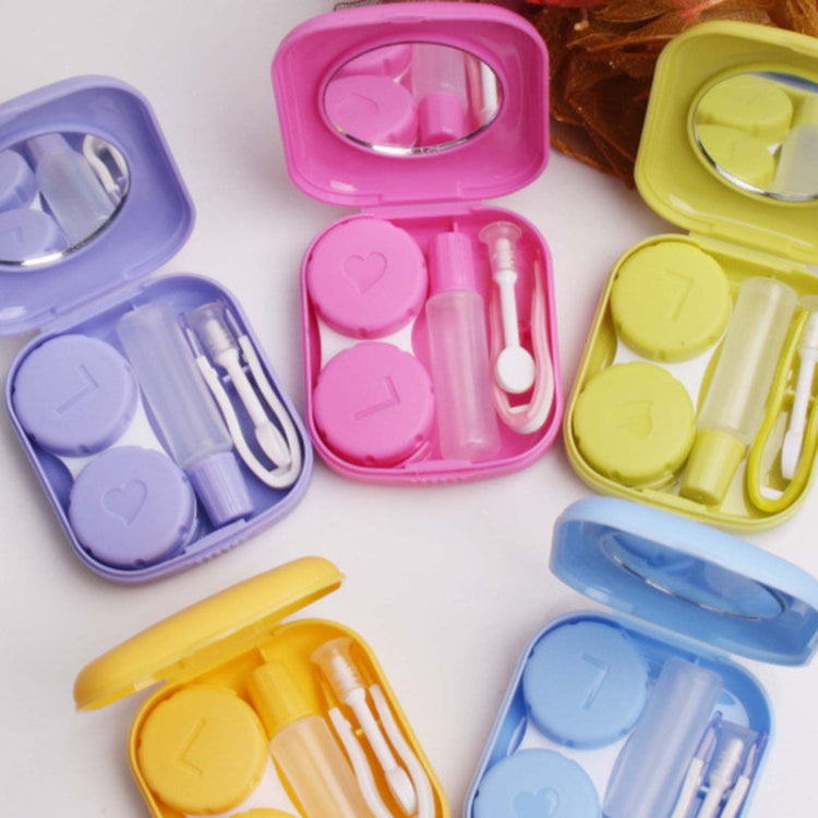 5PCS/Set Mini Square Plastic Contact Lens Case with Mirror — Blue