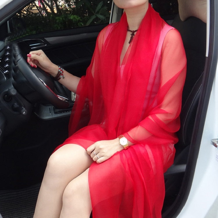 Summer Ultra-thin Chiffon Silk Scarf Air Conditioning Shawl Sunscreen Scarf