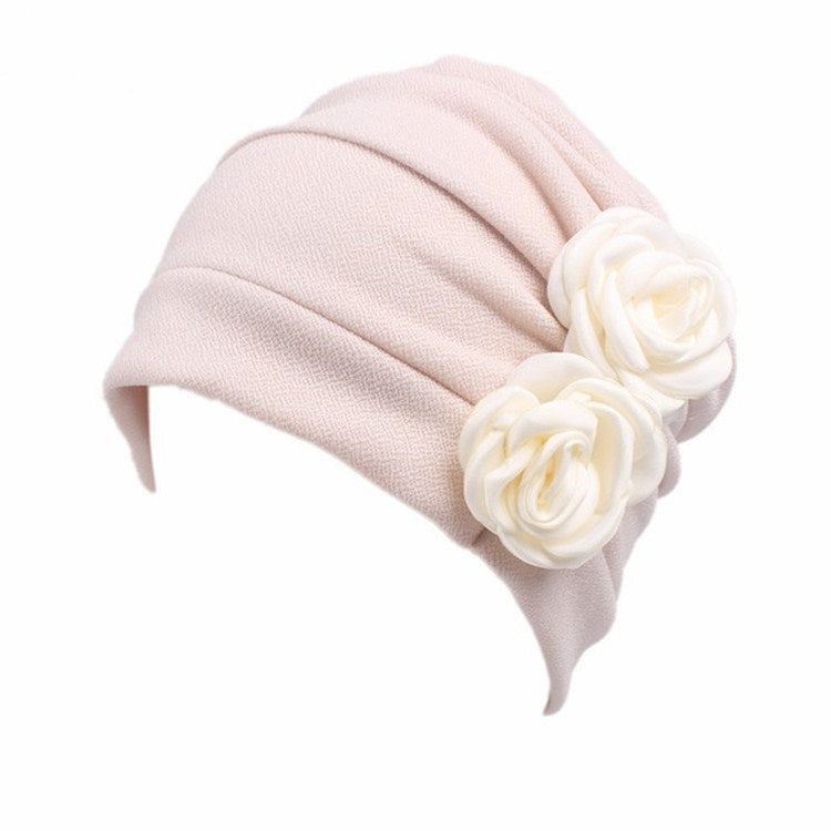 Flower Wrinkled Pull-over Confinement Chemotherapy Cap